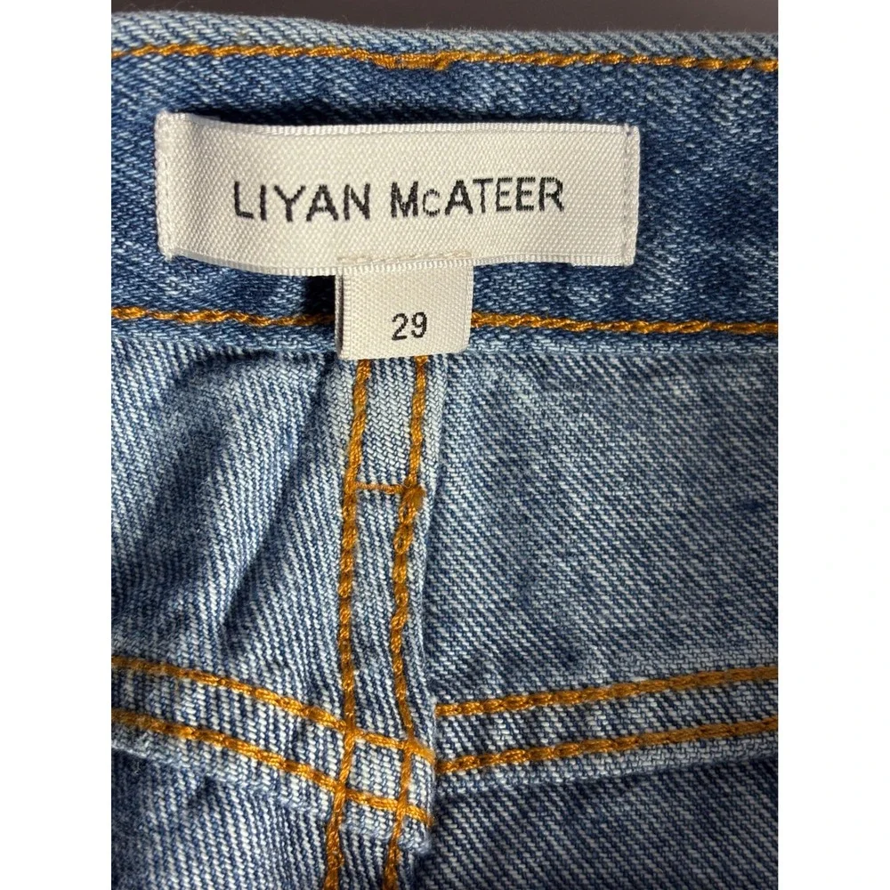 LIYAN MCATEER Women Blue Denim High Rise Straight Leg Jeans Size 29‎